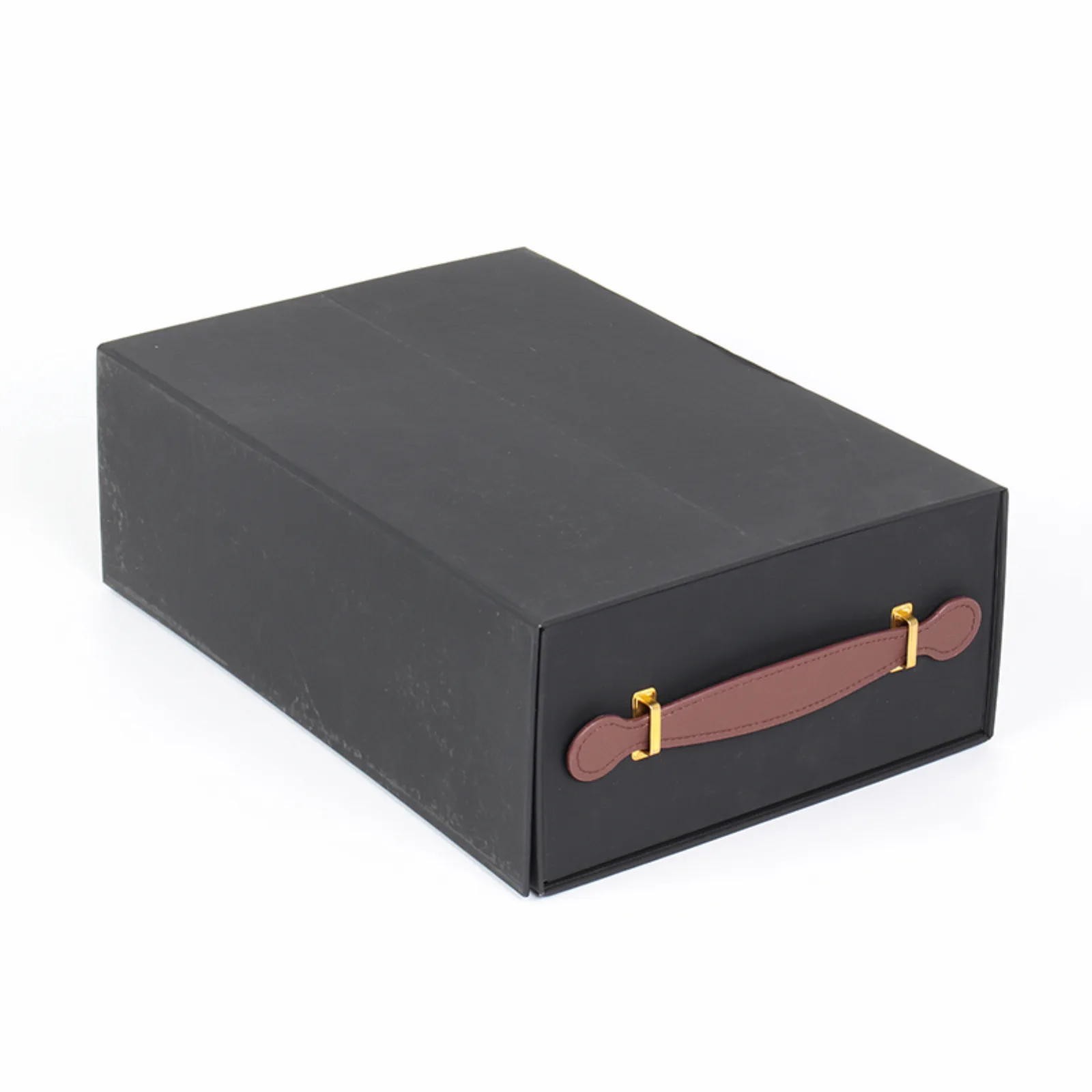 Black Double Wine Box with Leather Handle 3