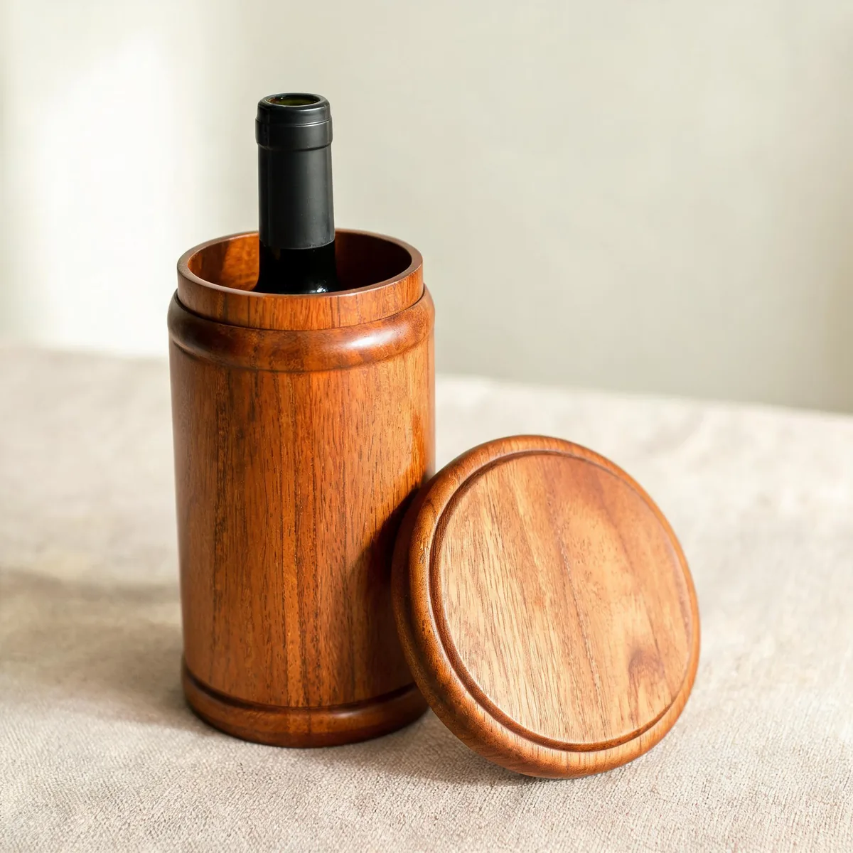 Wine Tube Gift Box: Cylindrical Wooden Wine Boxes