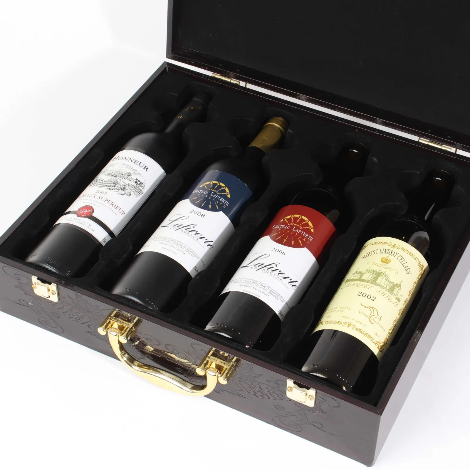 4-Bottle Wooden Wine Box with High Gloss Lacquer 2