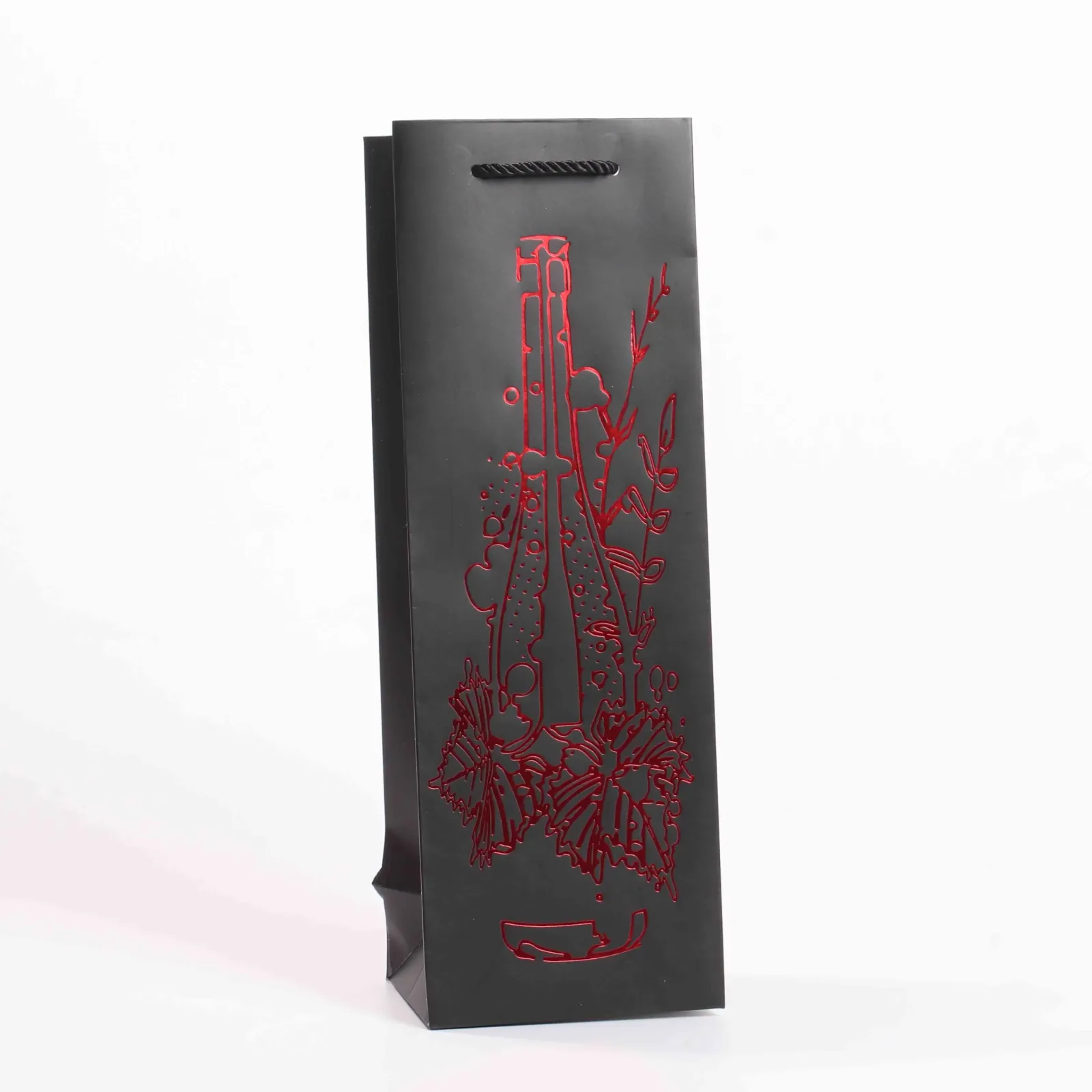 White Cardstock Wine Bag with Foil Stamping and UV Coating