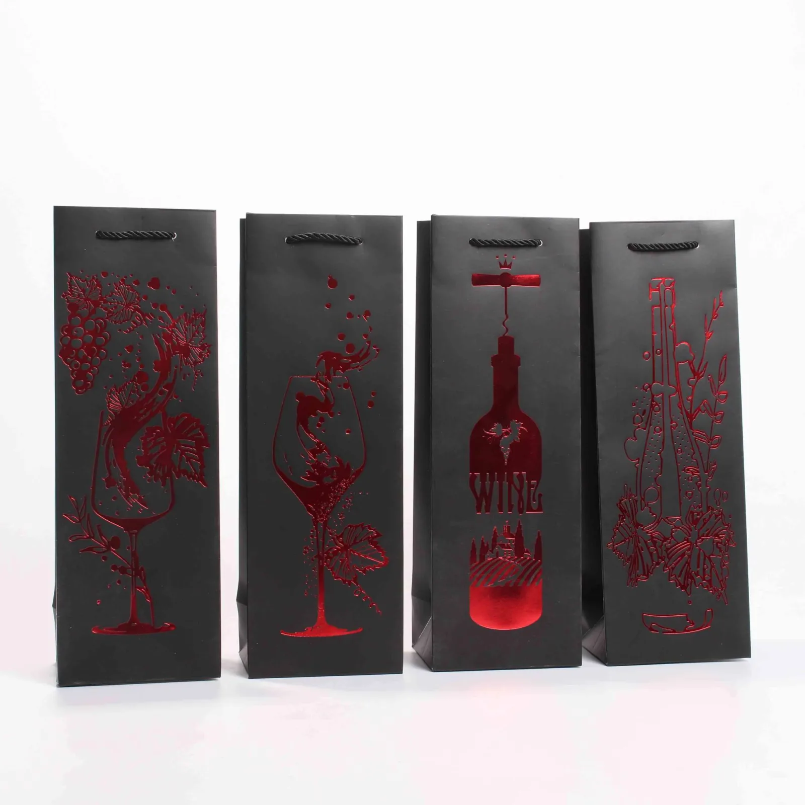 White Cardstock Wine Bag with Foil Stamping and UV Coating 4